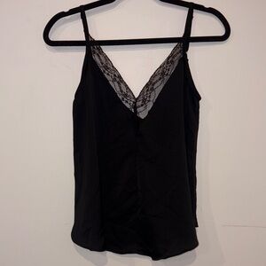 Elegant Black Lace Trim Cami Top